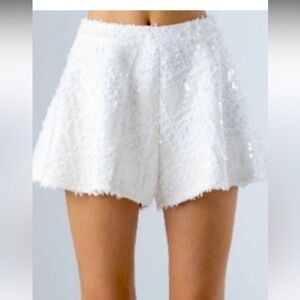 Dance & Marvel WHITE LACE & SEQUIN SHORTS NWT